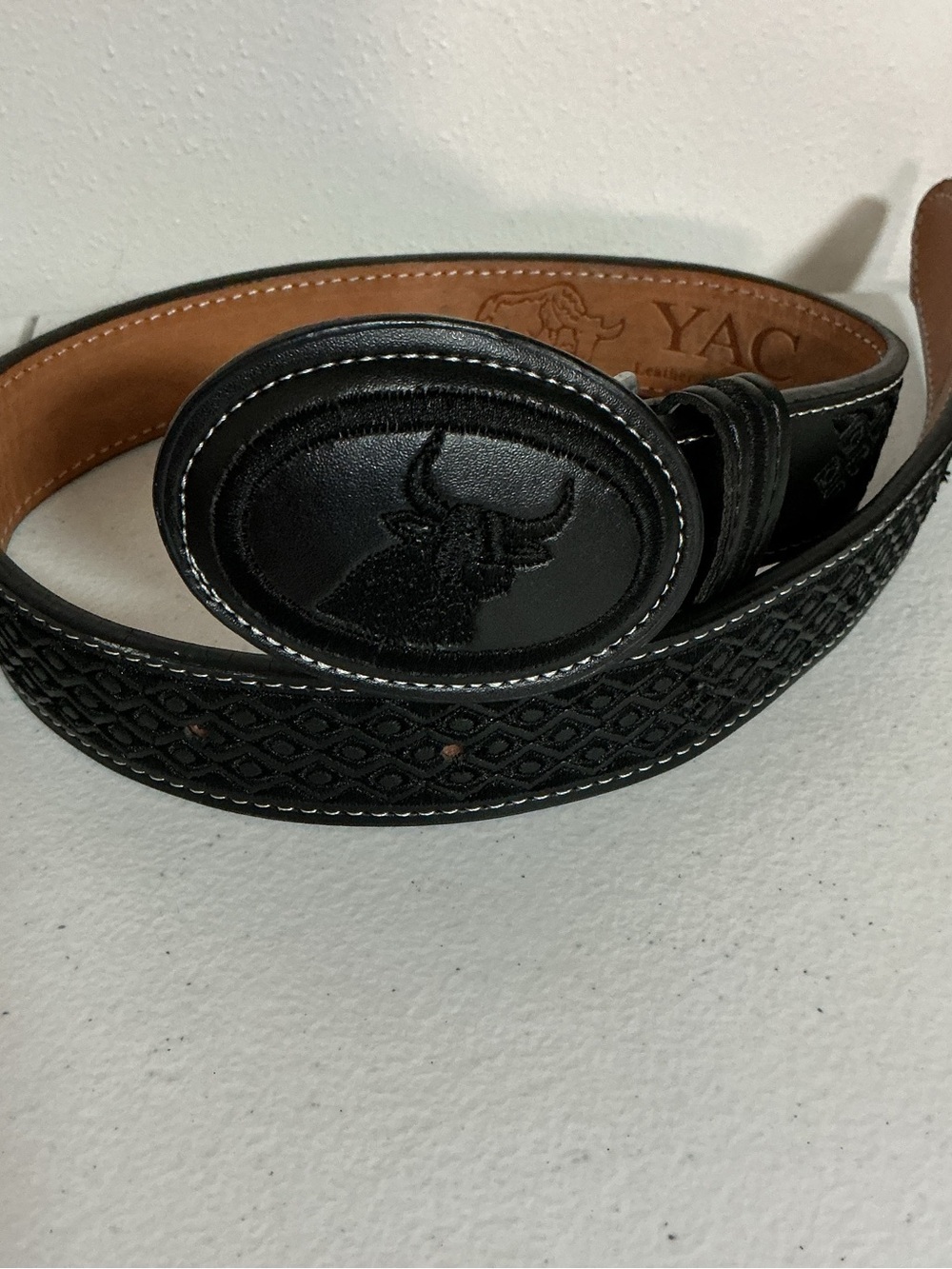 Kids Black Western Belt With Bull Buckle